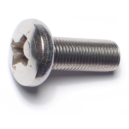 3/8-24 X 1 In Phillips Pan Machine Screw, Plain Stainless Steel, 5 PK